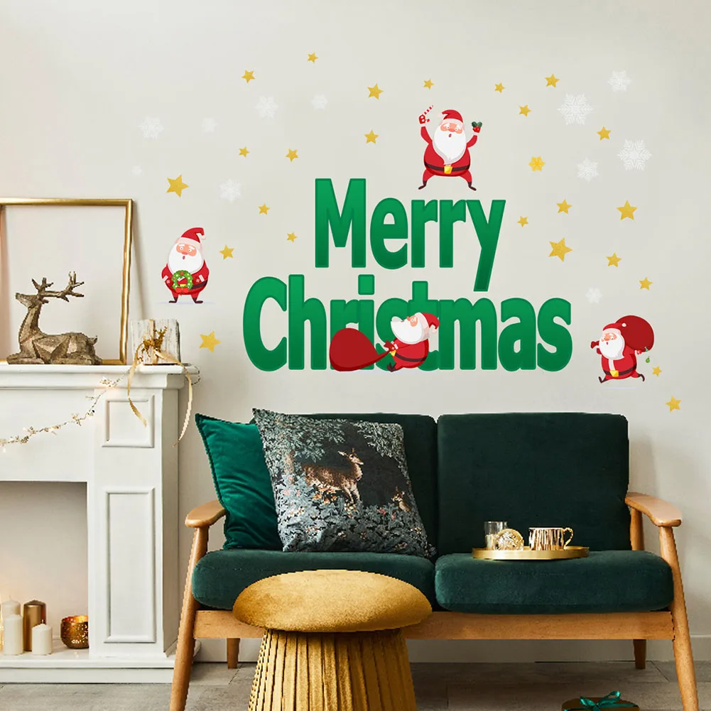 

1* Merry Christmas Shop Seasonal Wall Vinyl Stickers Decal Sticker Xmas Home Decoration Wall Stickers For Window