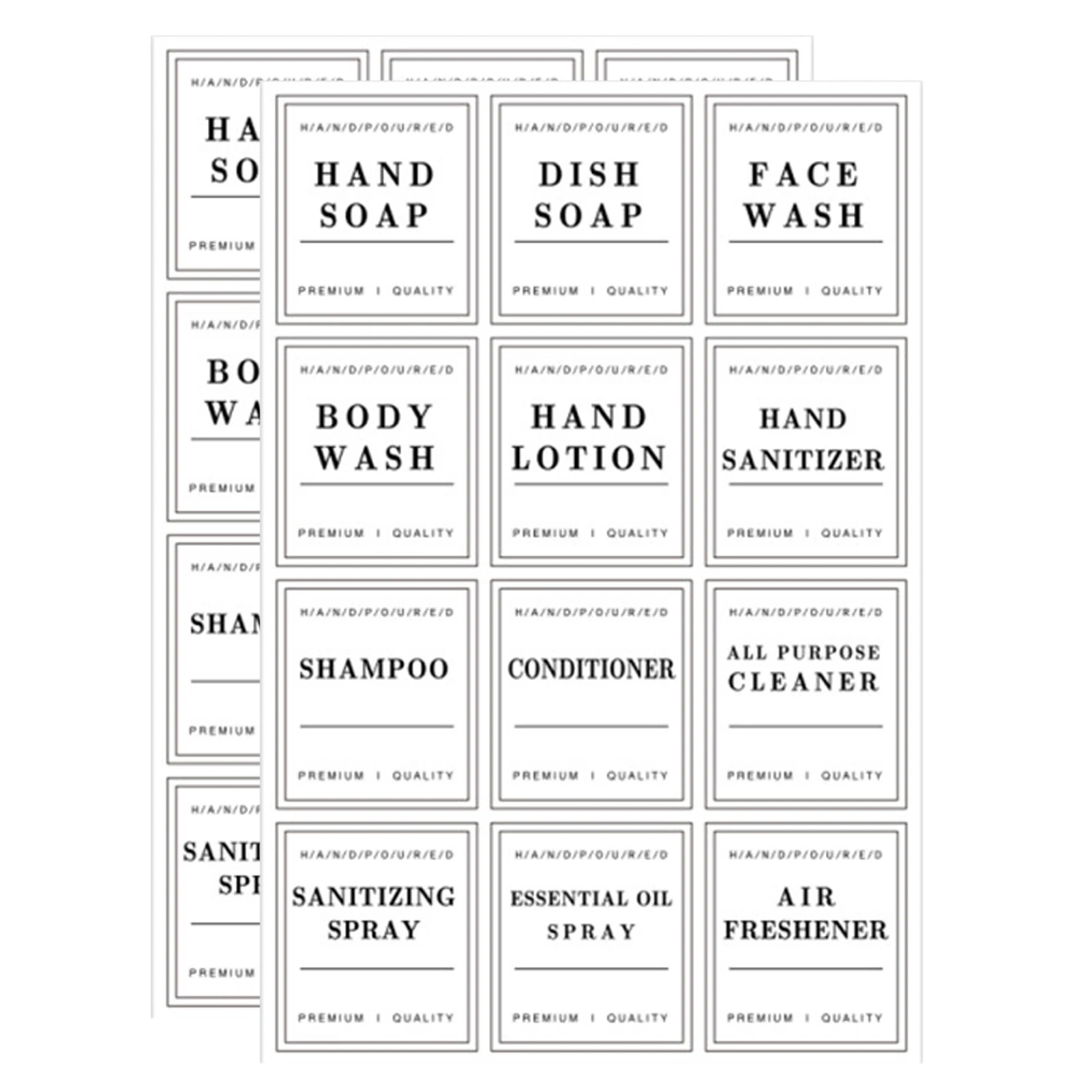 

2sets/24pcs Dormitory Waterproof Sticker Lotion Simple Modern Easy Find Home DIY Bathroom Label Shampoo Hand Soap For Bottle