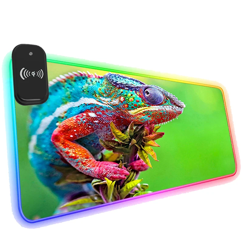 

Коврик для мыши RGB с беспроводной зарядкой для телефона, светодиодный игровой коврик-хамелеон, крутой коврик для мыши, светящиеся игровые ко...