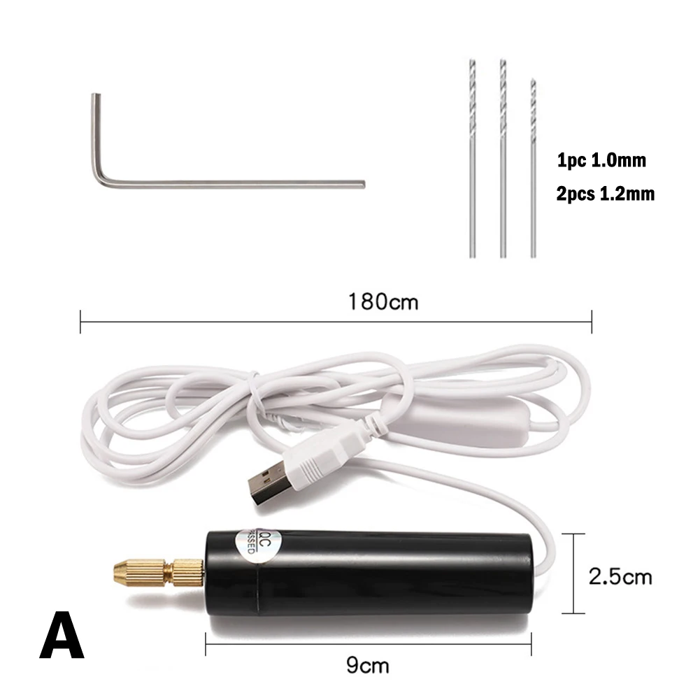 

Mini Electric Drill 8500rpm 10W USB Cable Power 5V 11.5 X 2.5 X 2.5 Cm For Drilling Wood Plastic Paper Board Jewelry Rotary Tool