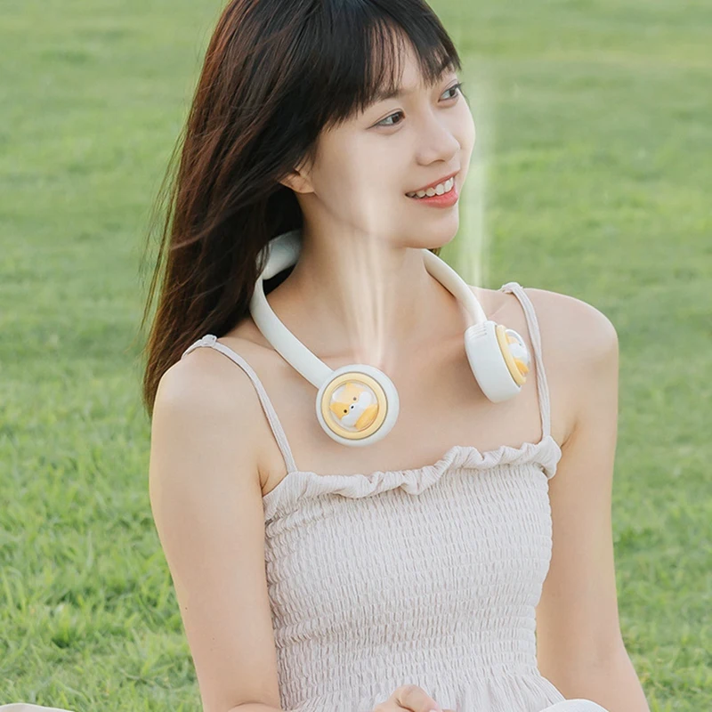 

Portable Neck Fan 1800Mah USB Electric FAN Mini Fan Ventilador Cooling Bladeless Silent Neckband Fan For Sports White