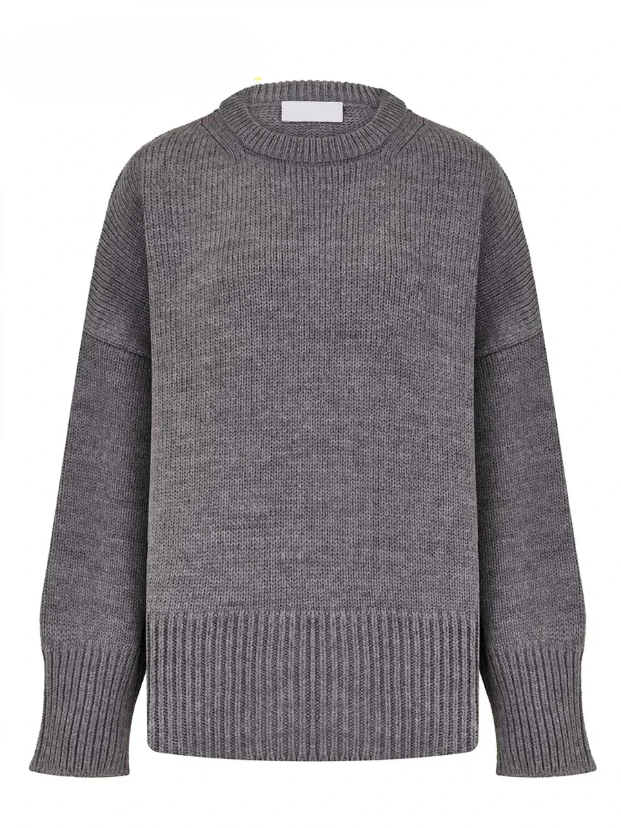 Зимний женский свитер оверсайз с круглым вырезом