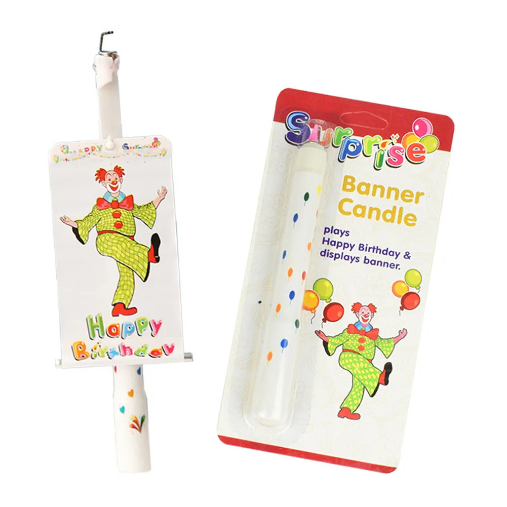 

Children Birthday Candles Creative Clown Candle Baking Cake Decor Kids Birthday Party Supplies Cake Topper With Banner
