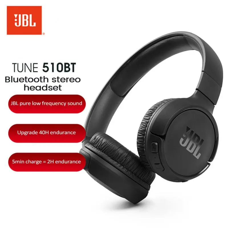 

Original JBL T510BT Headphone Deep Bass Sound Waterproof Sports Game Bluetooth Headset With Noise Canceling Foldable Earphones