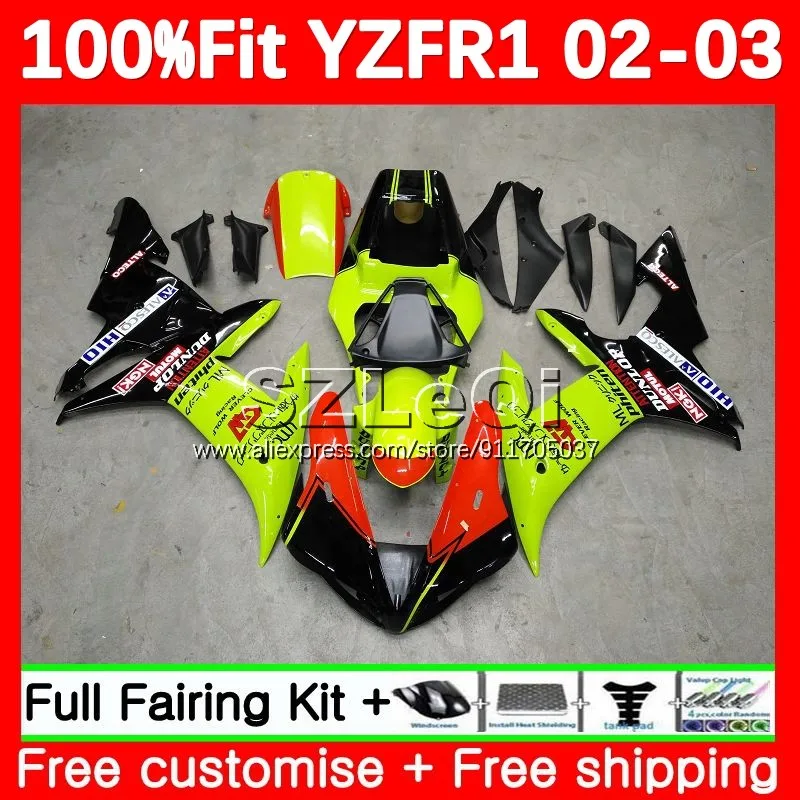 

Неоновый зеленый корпус для вспышки YAMAHA YZF-R1 YZF1000 YZF R1 R 1 YZF-1000 YZFR1 02 03 YZF 1000 CC 2002 2003 OEM обтекатель 130LQ.25