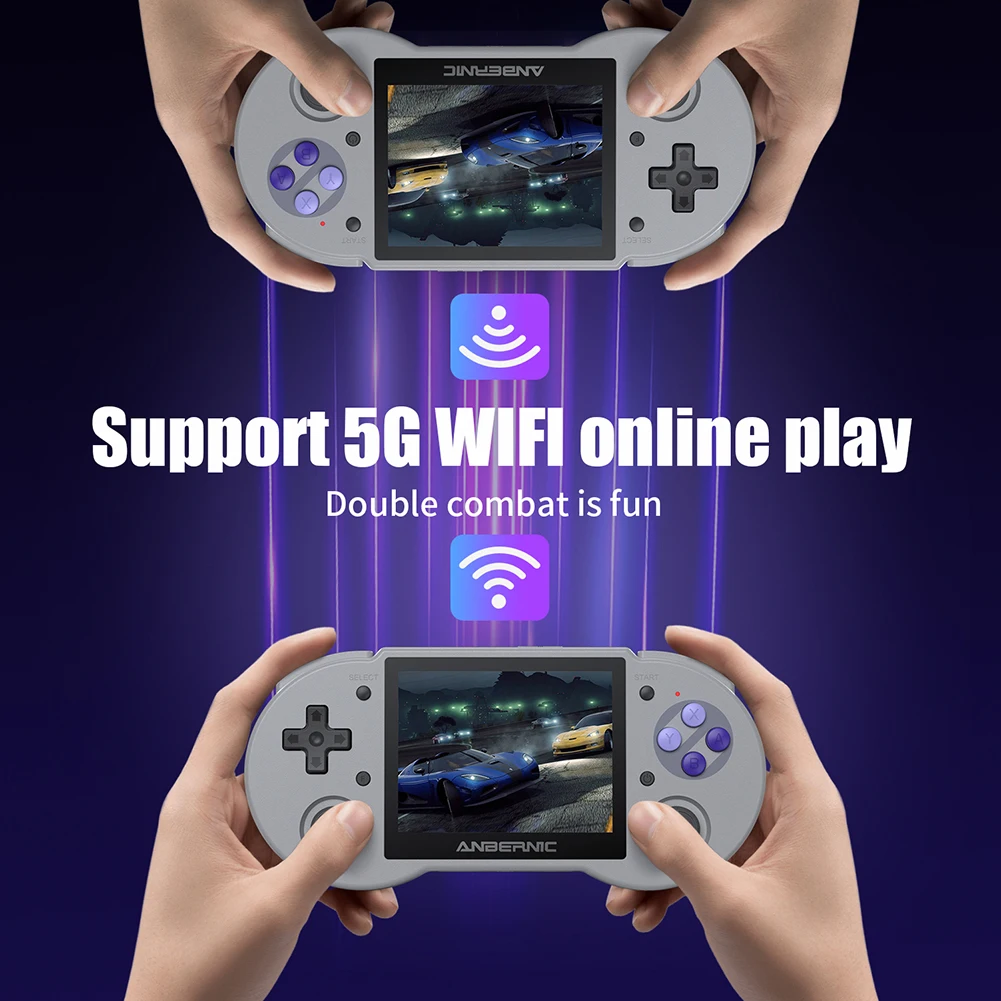 

Игровая консоль в ретро стиле, ручная игровая консоль с Wi-Fi, Bluetooth, 3,5 дюйма, IPS, HD, Мультитач, двойная система, черный/серый