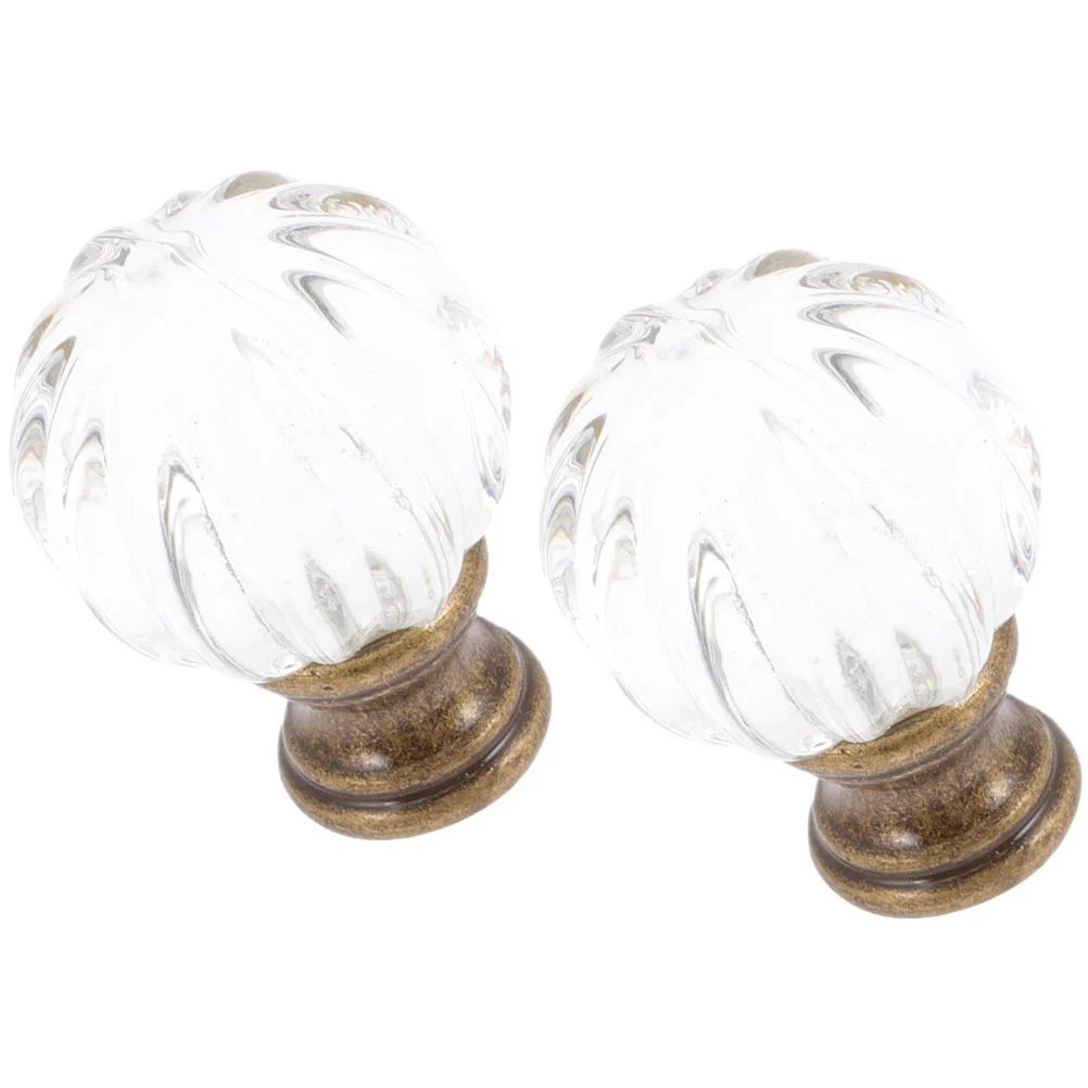 

2 Pcs Crystals Decor Shade Knob Finials Lamp Shades Glass Bedpost Modern Lamps Oriental