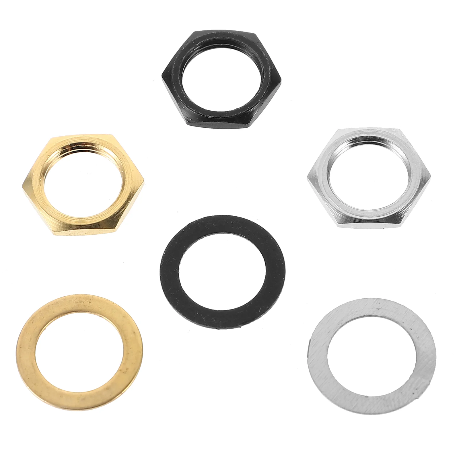 

12 Sets Metal Washers Accessories Electric Guitar Socket Nuts Alloy Output Replaceable Parts Input