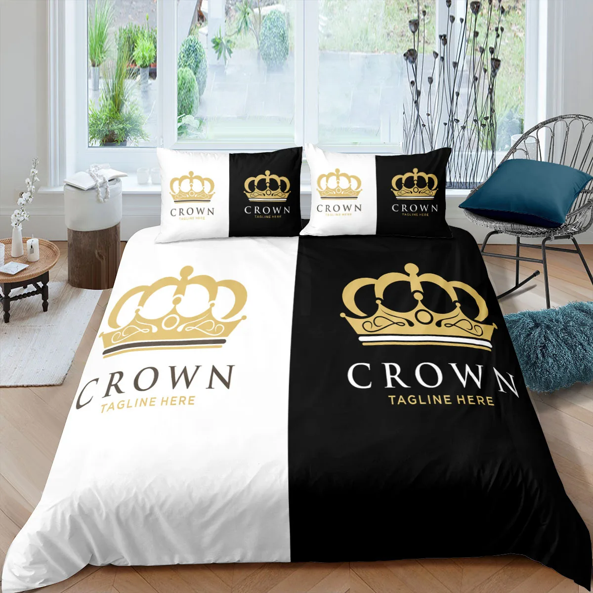 

Simple Luxury Home Living Couples Valentine's Day Comforter Quilt Cover Set 2/3pcs Full Size Black White Style Bedroom Bedding