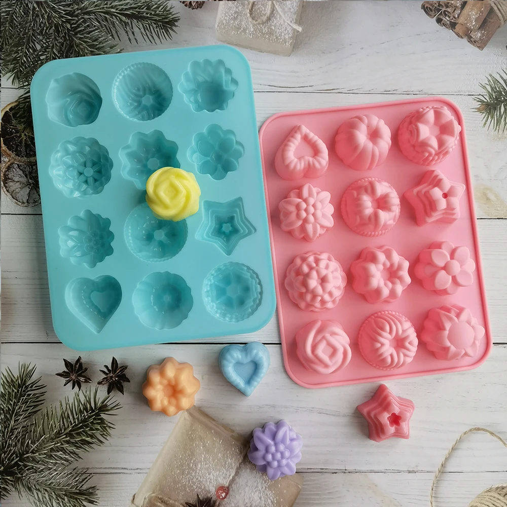 

Cake Mousse Mold Rose Flower Chrysanthemum Silicone Baking Pan Ice Cube Tray Chocolate Candy Jelly Ice Cube Muffin Handmade Soap