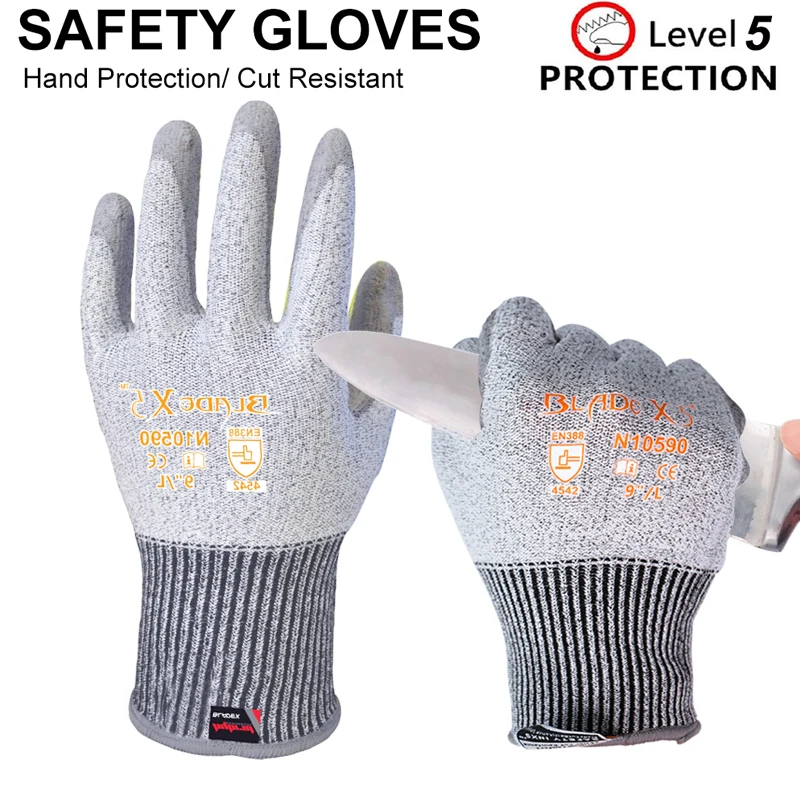 

Level 3 Cut Resistant Gloves Certified Hand Protection, Latex Rubber Coated Gardening and Work GlovesOil-resistant gloves