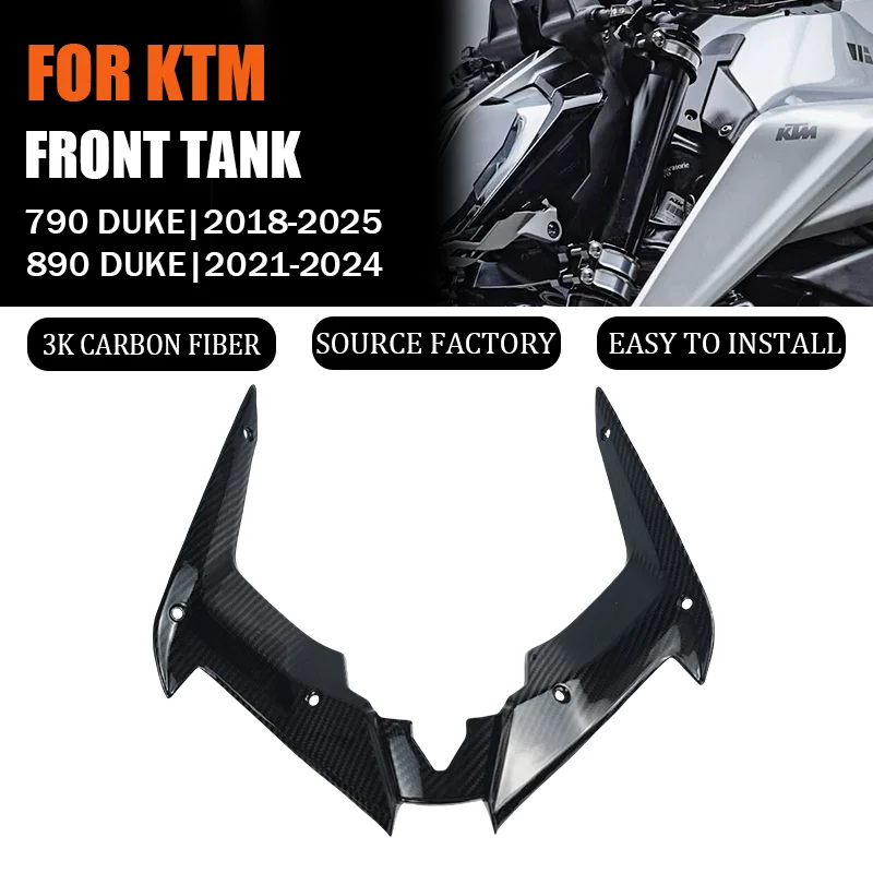 Фото Для KTM DUKE 790 890 2018-2025 3K чистый сухой углеродное волокно, боковая панель топливного бака, передний боковой обтекатель, комплекты аксессуаров для мотоциклов №1