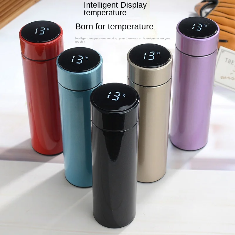 

500ml Smart Vacuum Flask Thermos Intelligent Temperature Measuring Stainless Steel Business Travel Mug Customized Gift Cup