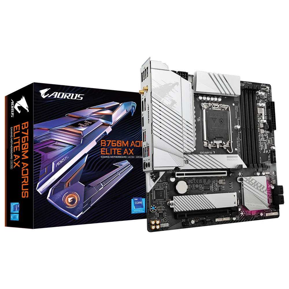 

NEW GIGABYTE B760M AORUS Elite AX LGA 1700 DDR5 Dual M.2 PCIe 4.0 Type-C Gaming Motherboard