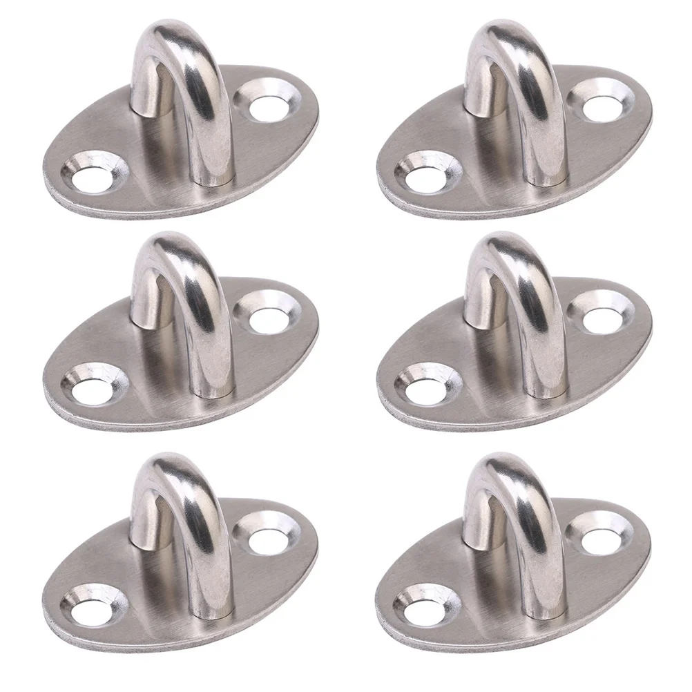 

6pcs Stainless Steel Ceiling Hook Eye Plate with Enclosed Hook Wall Mount Hanging Fitting for Yoga Hammock Swing Marine