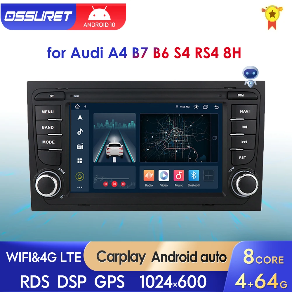 

Автомагнитола 2DIN, Android для Audi A4 B7 B6 S4 RS4 SEAT Exeo 2000 Carplay, Авторадио, аудио, Автомобильный мультимедийный плеер, GPS, стерео, RDS, Wi-Fi