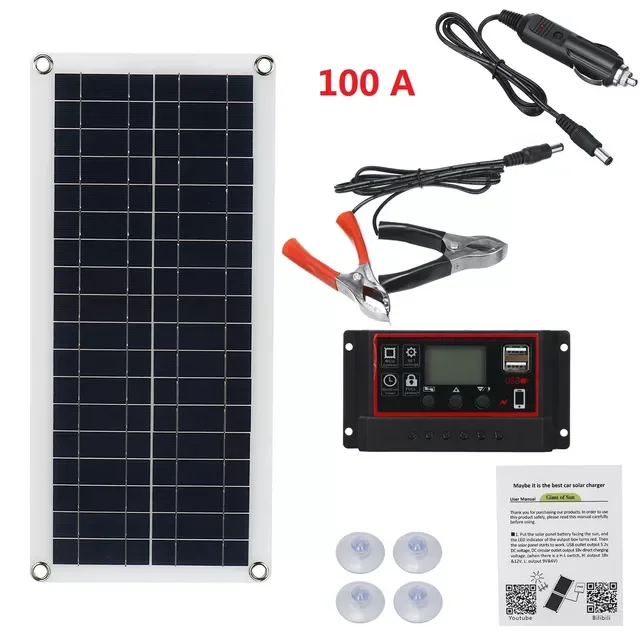 

2023New 1000W Solar Panel Kit 12V USB charging Solar Cell Board Controller Portable Waterproof Solar Cells for Phone RV Car MP3