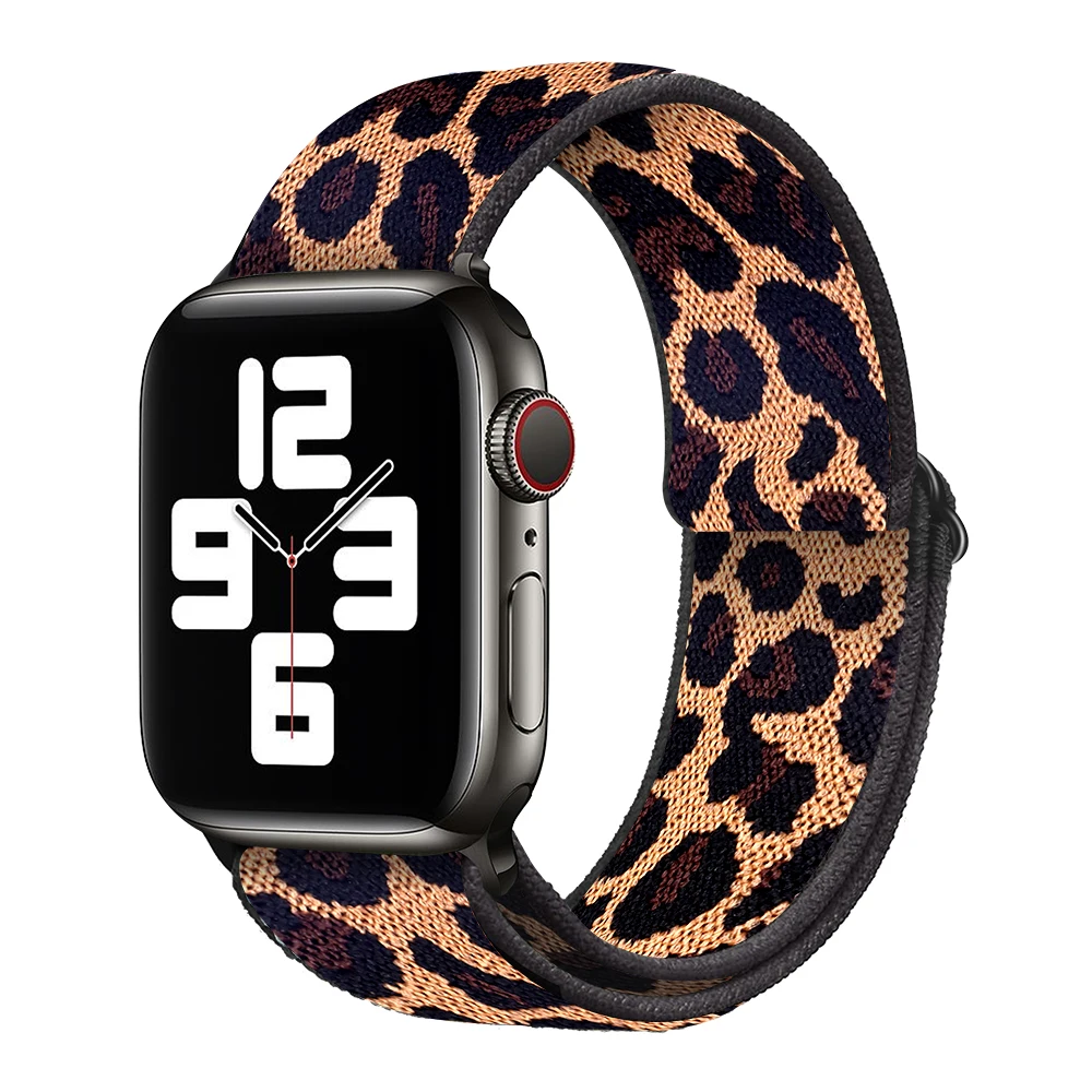 Soft Nylon Loop Elastic Buckle Strap For Apple Watch SE Band 38mm42mm Series 6 5 4 32 iWatch Leopard Watchband Bracelet 40mm44mm