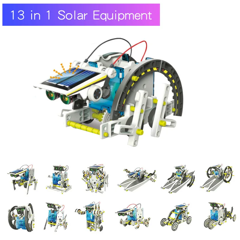 Роботы на солнечных батарейках 13 в 1 набор трансформируемых роботов обучающая