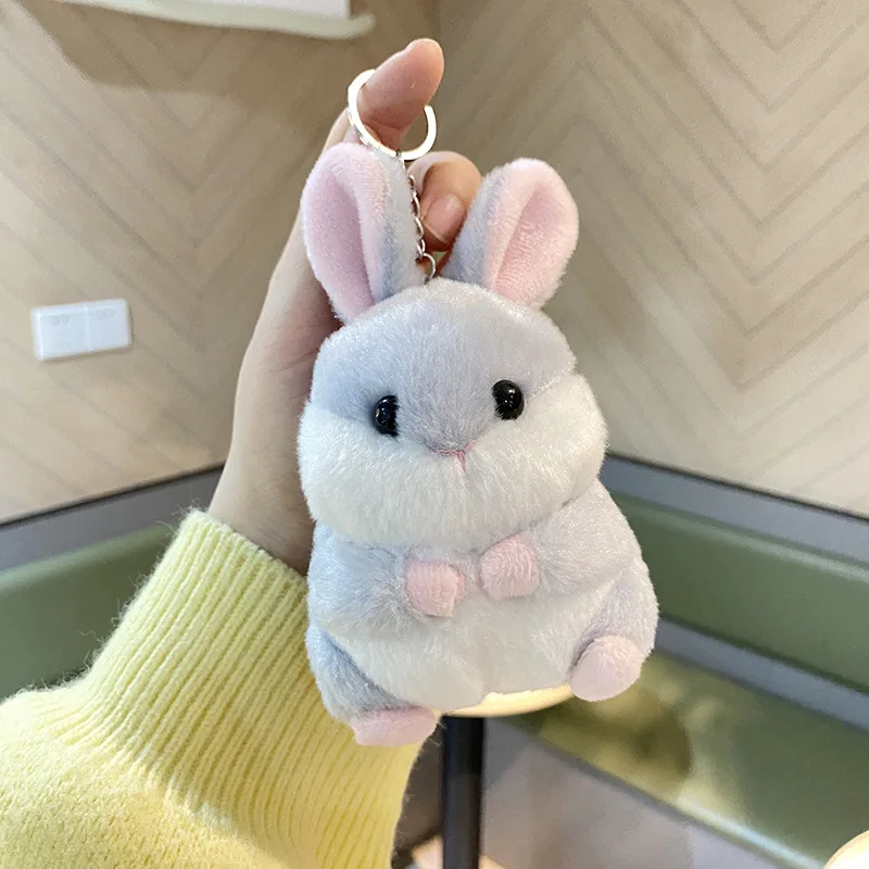 

Plush Pompom Mini Hamster Keychain Women Cute Fluffy Rabbit Bunny Key Chain On Bag Car Trinket Wedding Party Girls Toys Gift