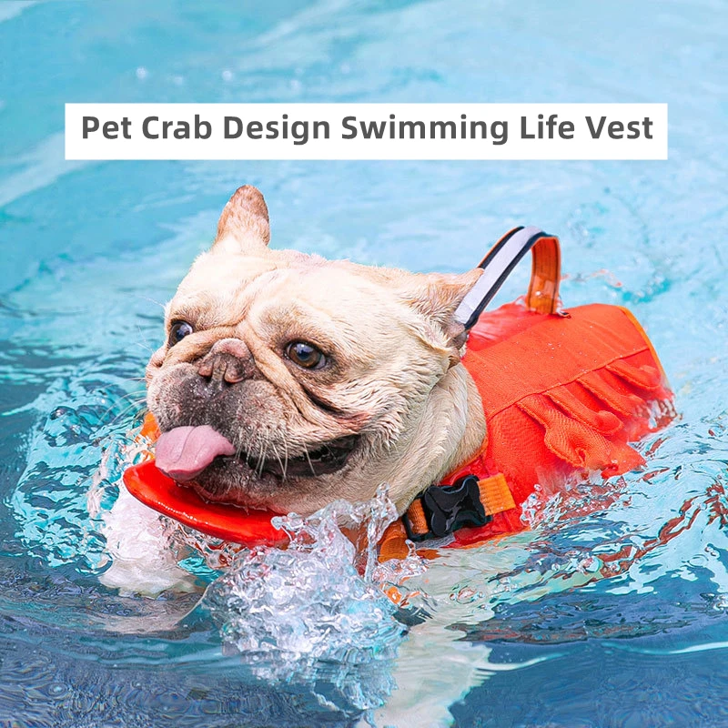 

Dogs Summer Crab Design Swimwear Water Proof Life Vest Pet Swimming Life Jacket Reflective Strip Design Good for Care Dogs
