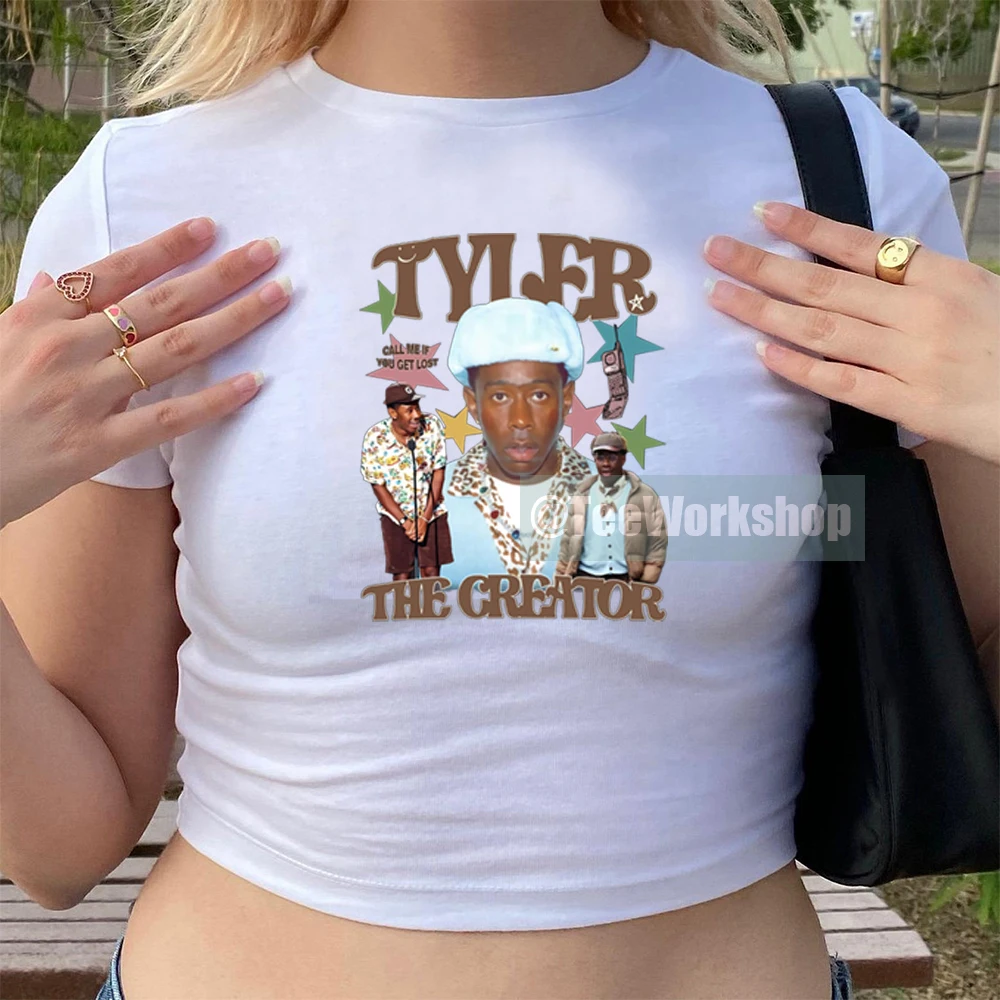 

Women Y2k Crop Baby Tee Vintage Tyler The Creator Flower Boy Rap Shir Tyler The Creator Homage T-shirt Retro Kawaii Y2k Crop Top