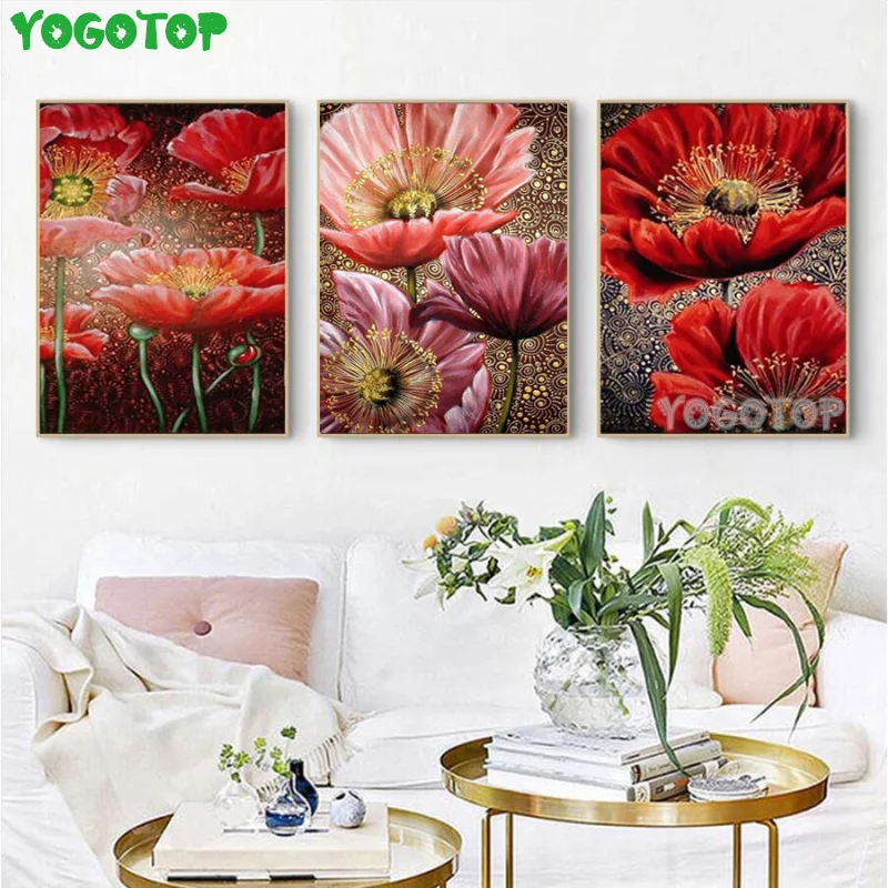 

5D DIY алмазная живопись Мак Вышивка крестом цветы мозаика картина стразы украшение для дома YY5902