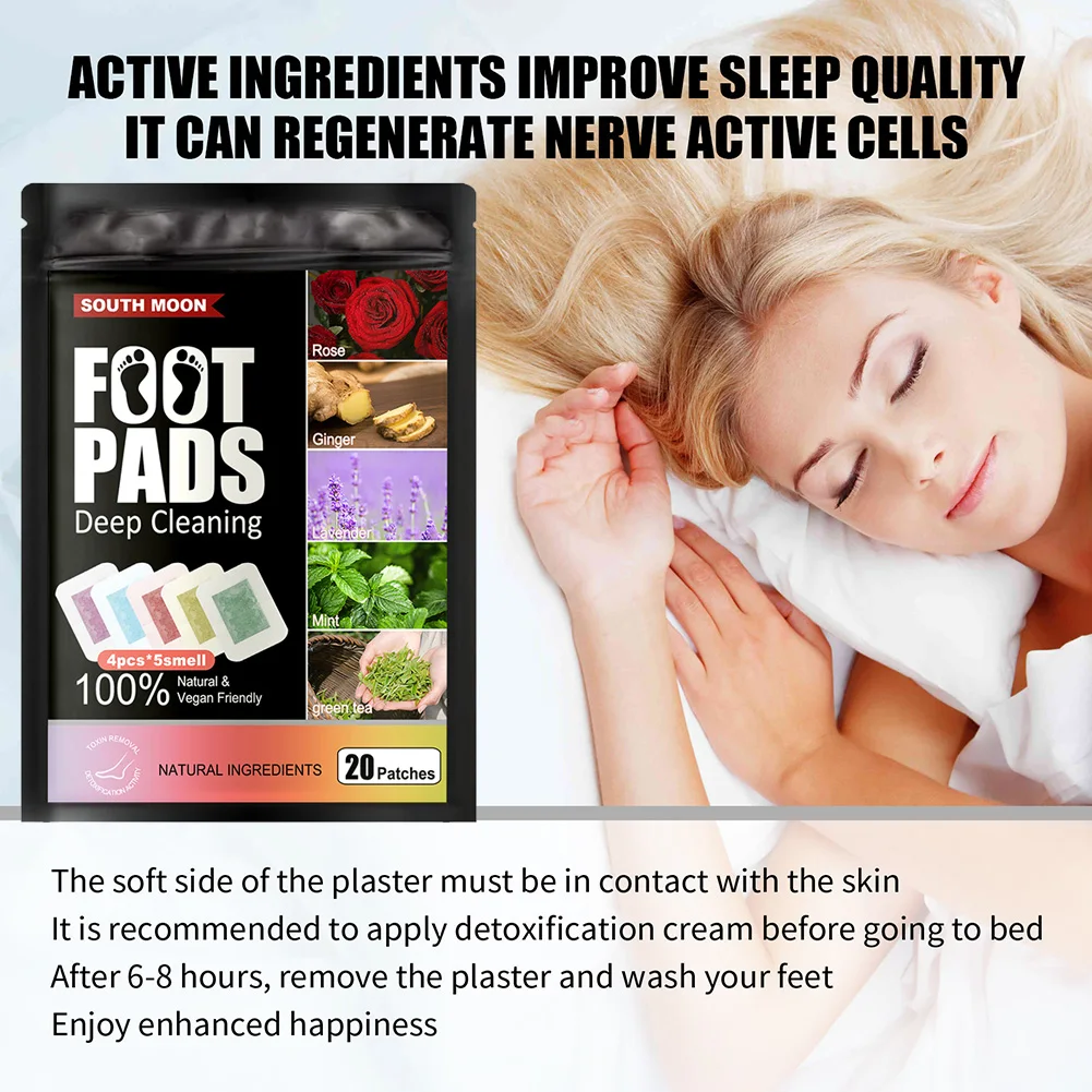 

Detox Herbal Foot Patches Natural Herbal Adhesive Pads Lavender Ginger Mint Green Tea Improve Sleep Toxin Cleaning