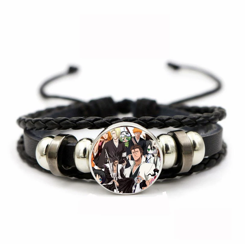 

Teenager Adjustable Wristband Jewelry Leather PU Woven Bracelet Time Gem Wristband For Anime Bleach Braided Bangle