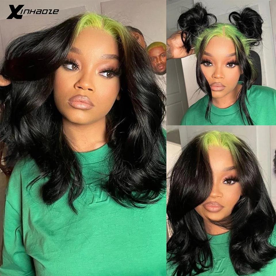 Green Ombre Pre Plucked 13x4/13x6 Transparent Lace Frontal Human Hair Glueless Closure Wigs for Women Brazilian Remy Natural Wig