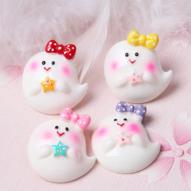 

100pcs Kawaii Cartoon Cloud Doll Lollipop Resin Flatback Cabochon Art Supply Decoration Charm Craft Wholesale