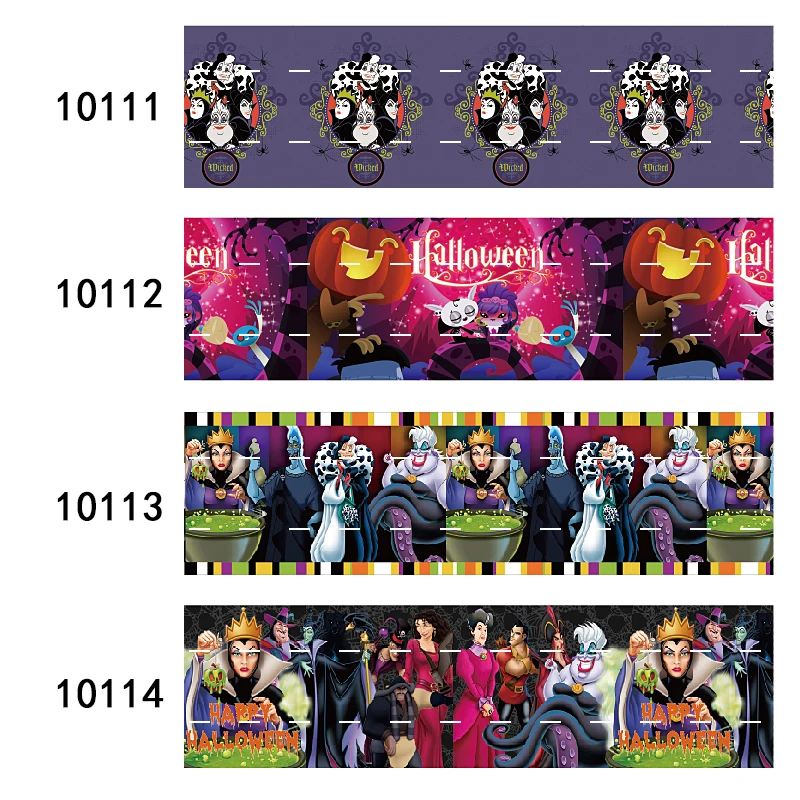 

Disney Halloween Cartoon Character Printed Grosgrain Ribbon 50yards FOE for DIY Bows Craft Supplies Decoration Handmade Material