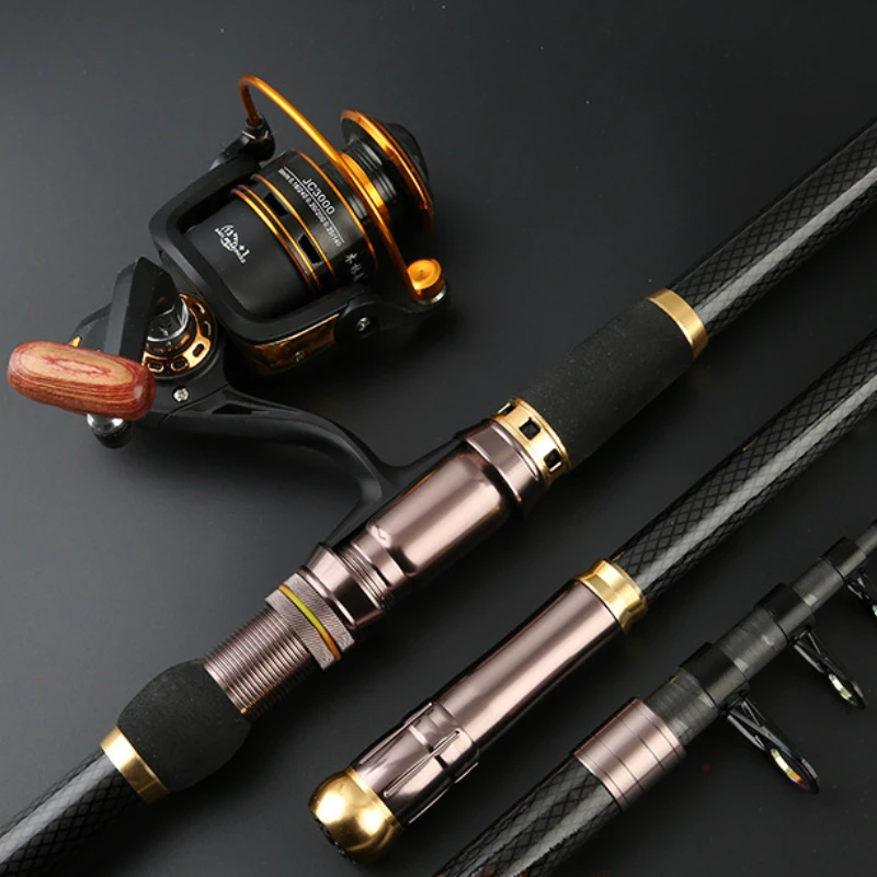 Super Hard Carbon Fiber Telescopic Fishing Rod Dual-use Long Throwing Hand Rod Pesca Carp Ultra Light Fishing Rod 2.1-4.5m enlarge