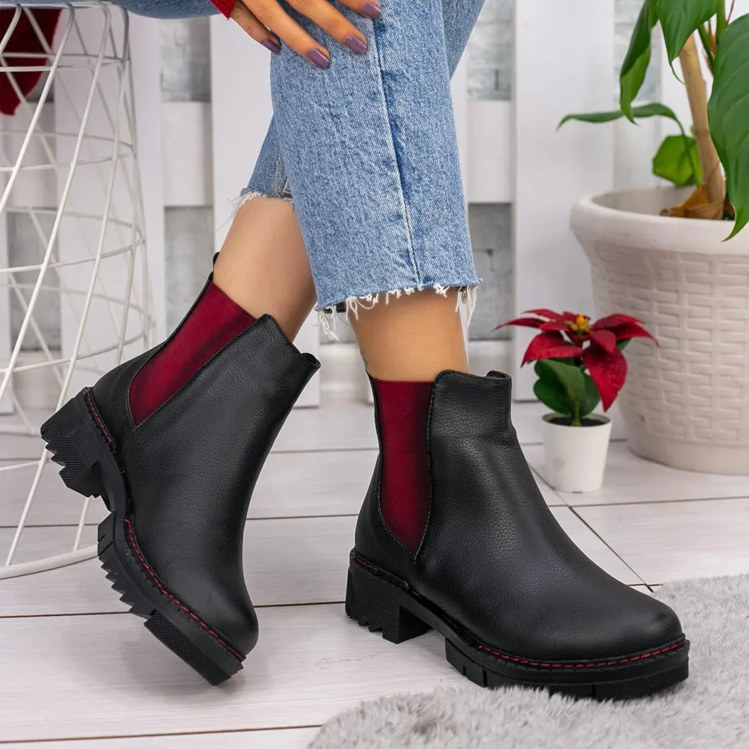 

Tonar Mattio Black Skin Red Detailed Women Boots New Season Tire Detailed Fashion Trend