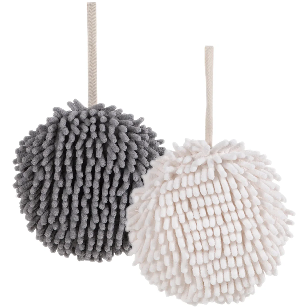 

2pcs Chenille Towel Balls Quick Drying Hand Towels Bathroom Hand Drying Balls