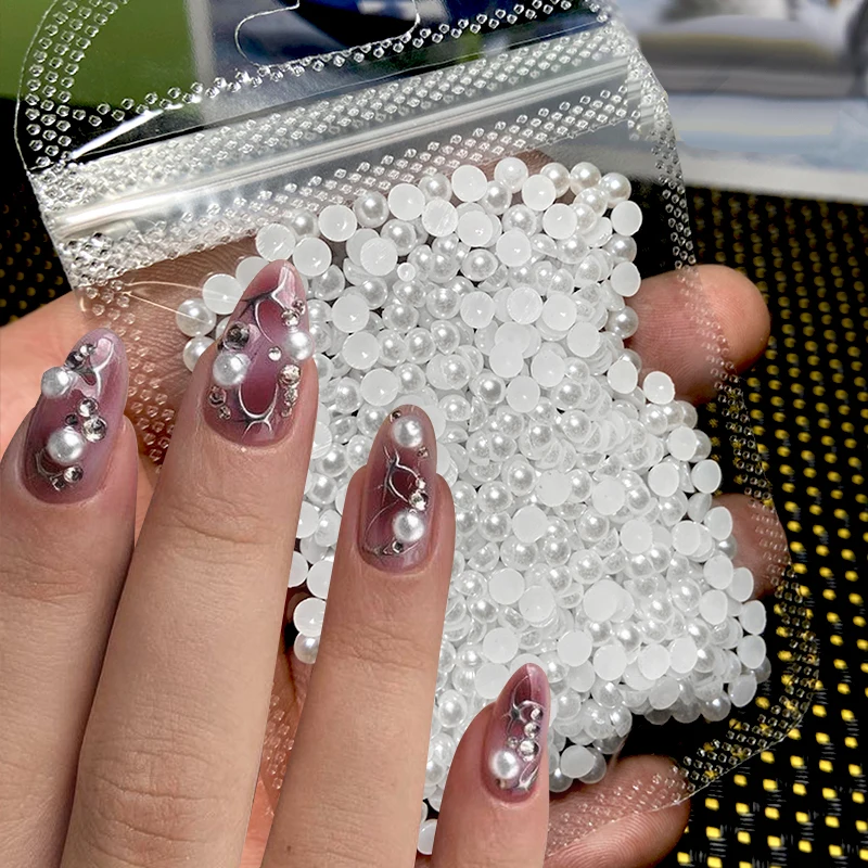 Белый жемчуг бусины для ногтей самостоятельного маникюра 3D украшение искусство