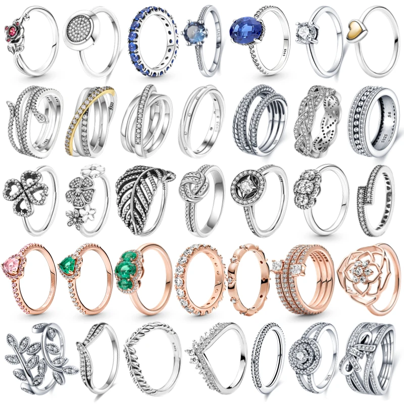 

Ring Rings For Women 925 Silver Princess Tiara Crown Wish Bone Sparkling Love Heart CZ Rings Engagement Wedding Jewelry