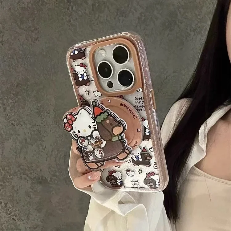 MINISO мультфильм Рождественская такса милый держатель для телефона Hello Kitty