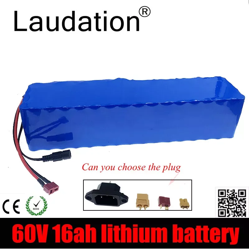 

Laudation 60V 16AH Electric Bike 18650 Pack 16S 5P 67.2V 16000MAH Built-in 30A BMS For Scooter With Motor Less Than 750W