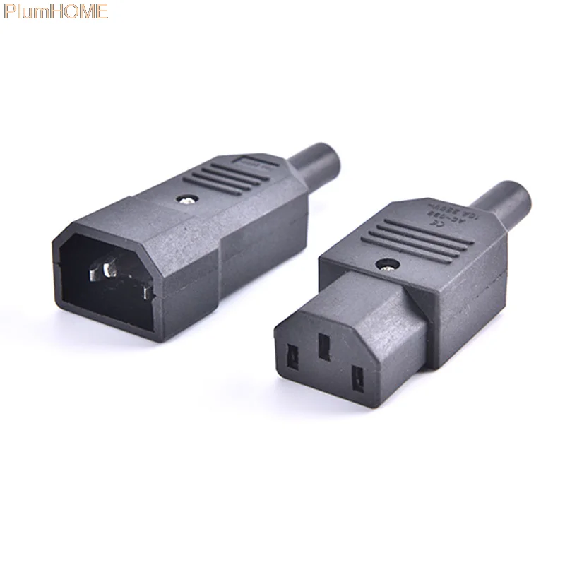 

Прямой Кабельный разъем C13 C14 10 А 250 В, черный розетка и штекер, разъем питания, 3-контактный разъем переменного тока