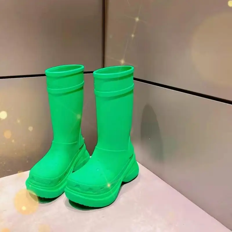 

Hot Sale EVA Waterproof Water Shoes Women High Boots Rainboots Shoes 2022 New White/green Platform High Rainboots Shoes Hole