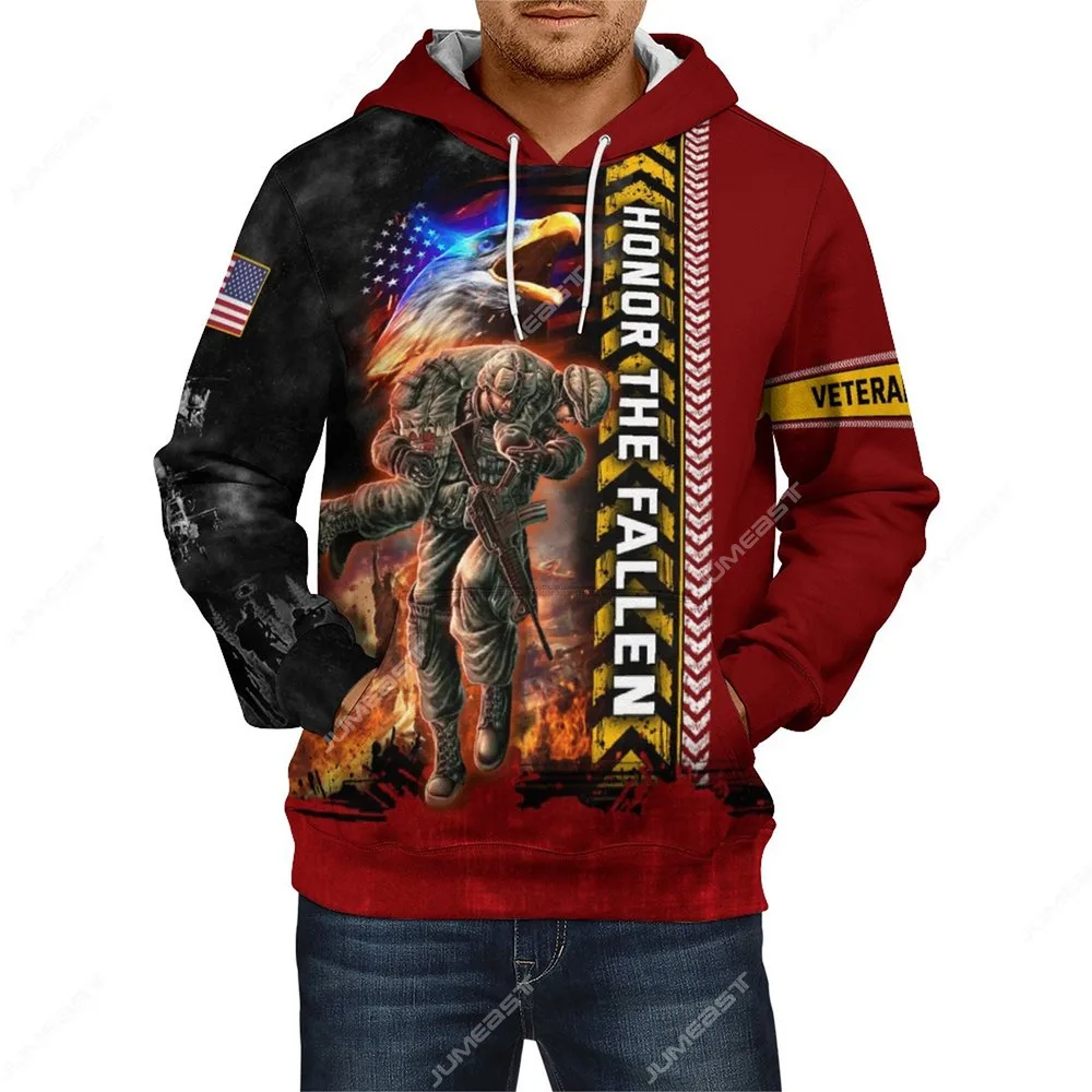 Jumeast мужские толстовки с 3D-принтом на День ветеранов свободные красные большого