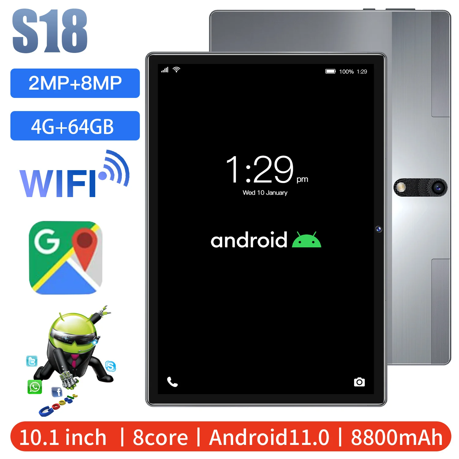 

Женский планшет S18, 2023 дюйма, Android 10, 4 Гб ОЗУ 64 Гб ПЗУ, 10,1*1920, 4G, две SIM-карты, LTE, 1200 мАч, Type-C