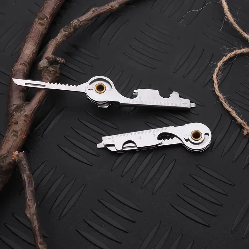

1PC EDC Multi Tool 6 In 1 Stainless Steel Utili-Key Key Ring Chain Pendant Pocket Cutter Mini Knife Unboxing Knife Screwdriver