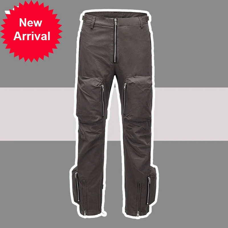 

Hop Muiti-pockets Cargo Hip Pants Men Retro High Stree Straight Casual Oversize Overalls Safari Style Drawstring Loose Trousers