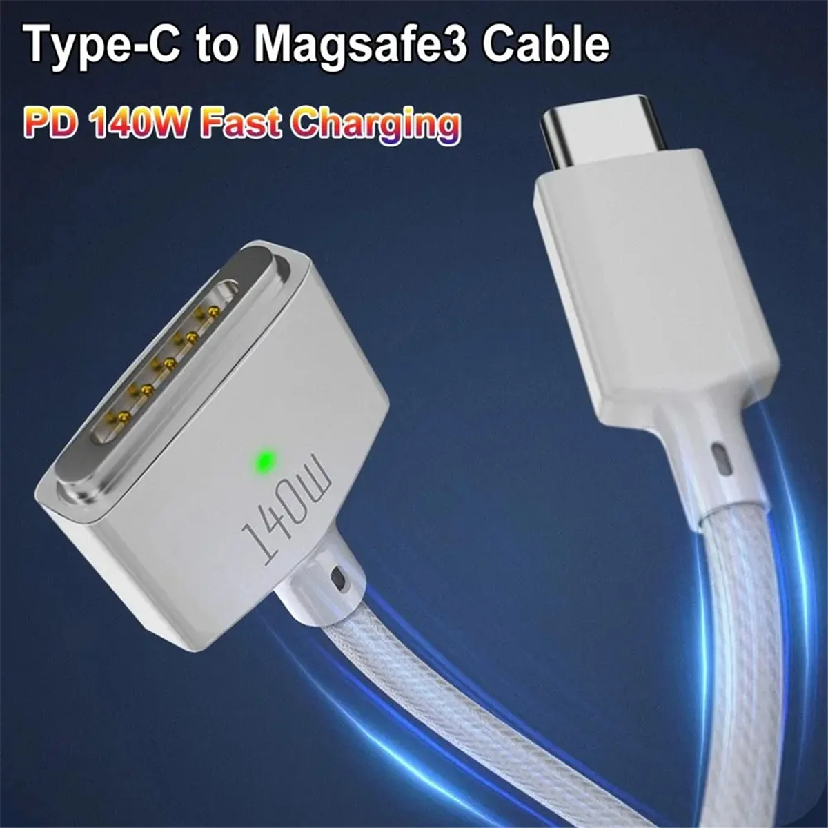 PD 140 Вт Magsafe 3 Магнитный кабель для быстрой зарядки из цинкового сплава MacBook Air/Pro