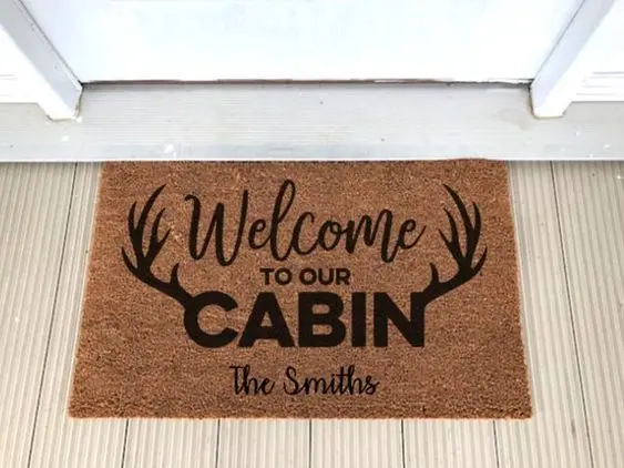 

Doormat Deer Hunting Personalized Welcome To Our Cabin Antlers 3D Printed Doormat Non Slip Door Floor Mats Decor Porch Doormat