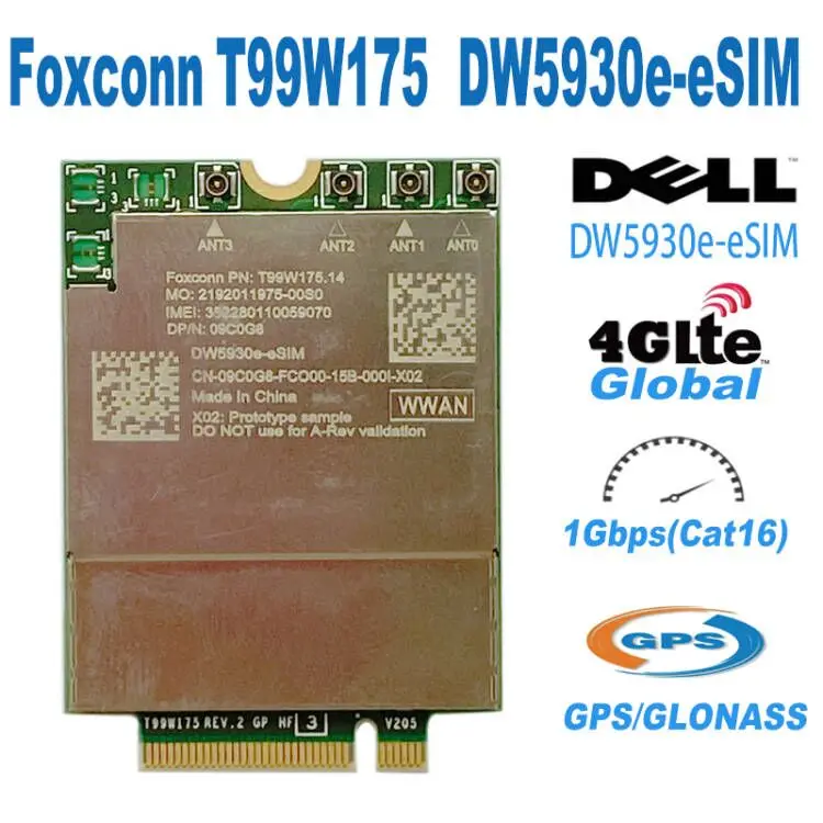 T99W175 DW5930e DW5930e-eSIM Snapdragon X55 4G 5G полосы модульная карта DP/N для ноутбука Dell Latitude 5430 7330