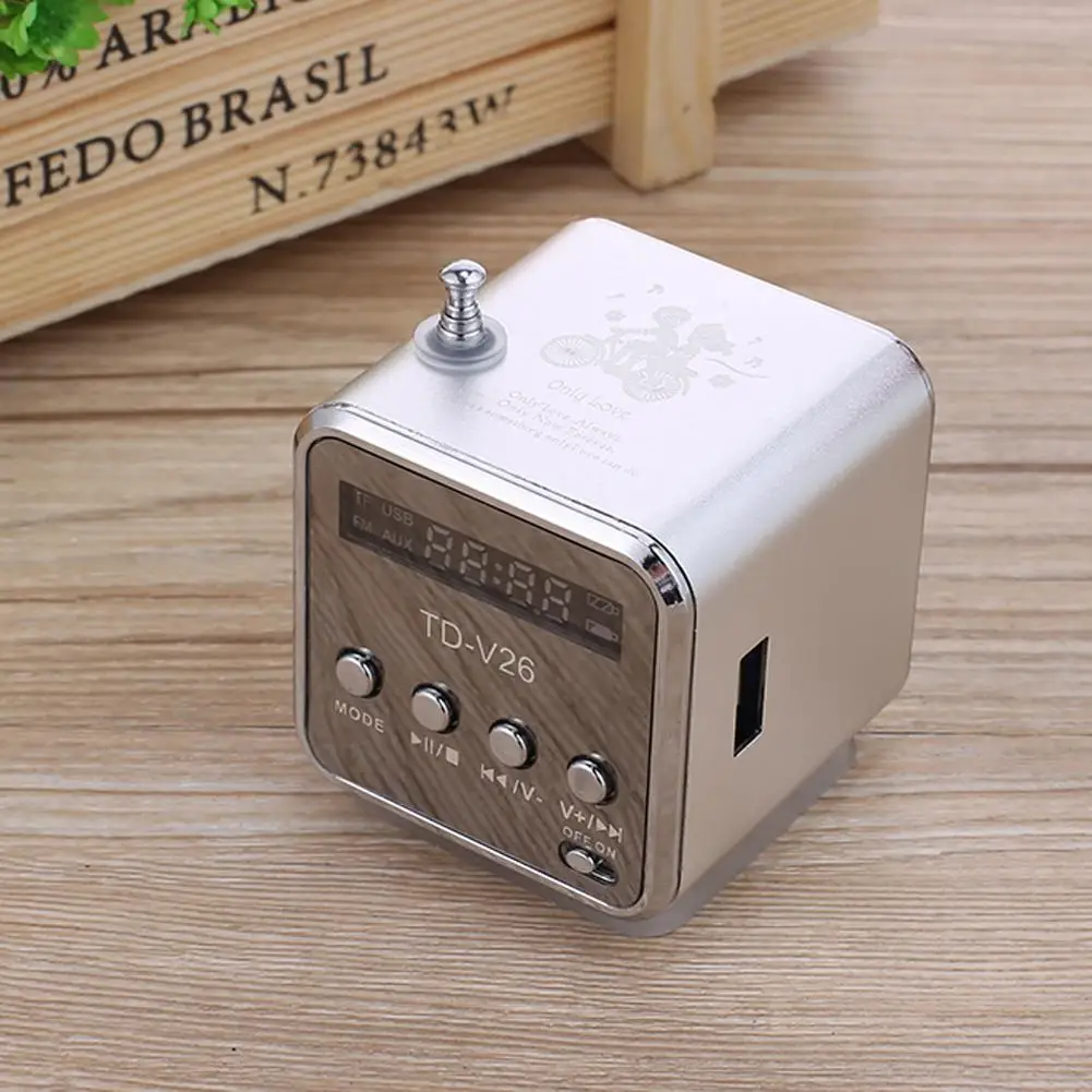 TD-V26 мини-радио FM цифровой портативный динамик s w/приемник Поддержка TF карты Micro USB