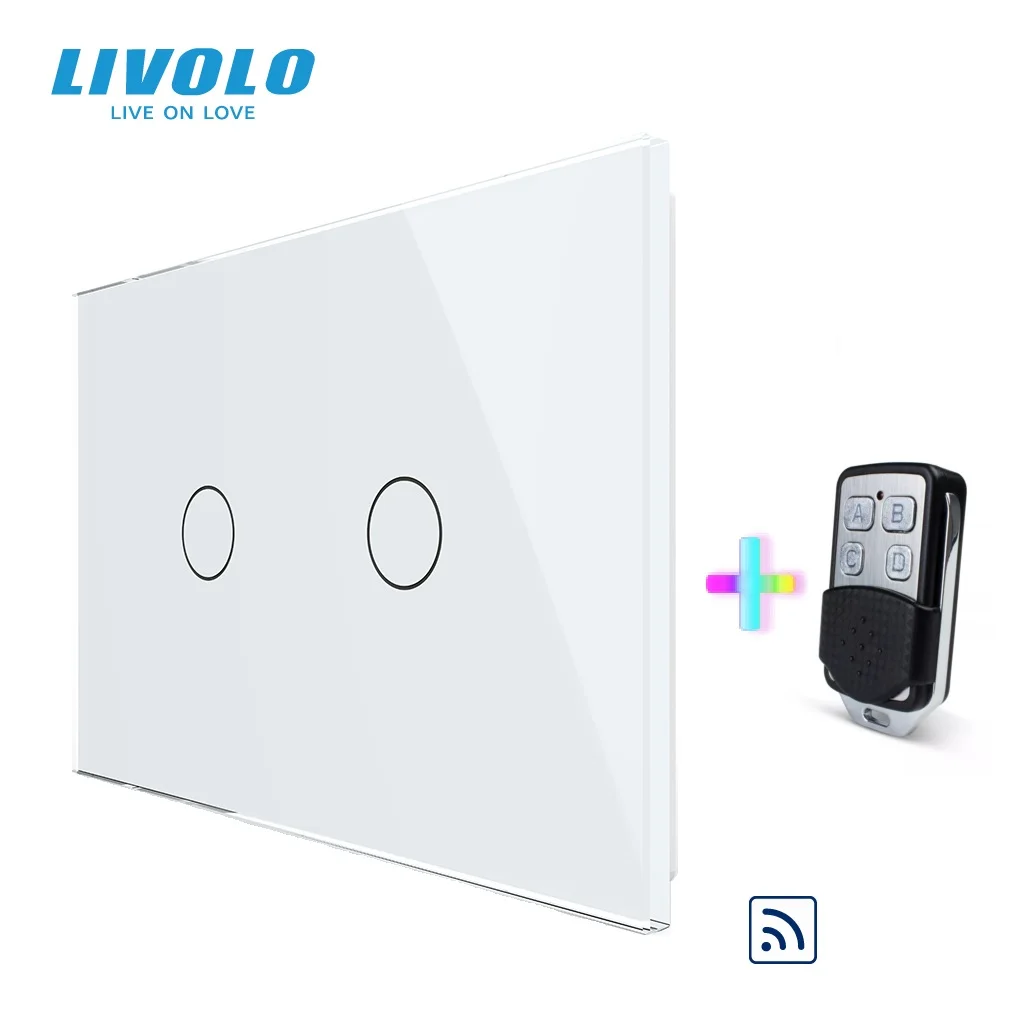 

LIVOLO US Standard Remote Switch,2 Gang 1 Way Wall Light Touch Switch,AC 220~250V with Backlight for Smart Light Switch